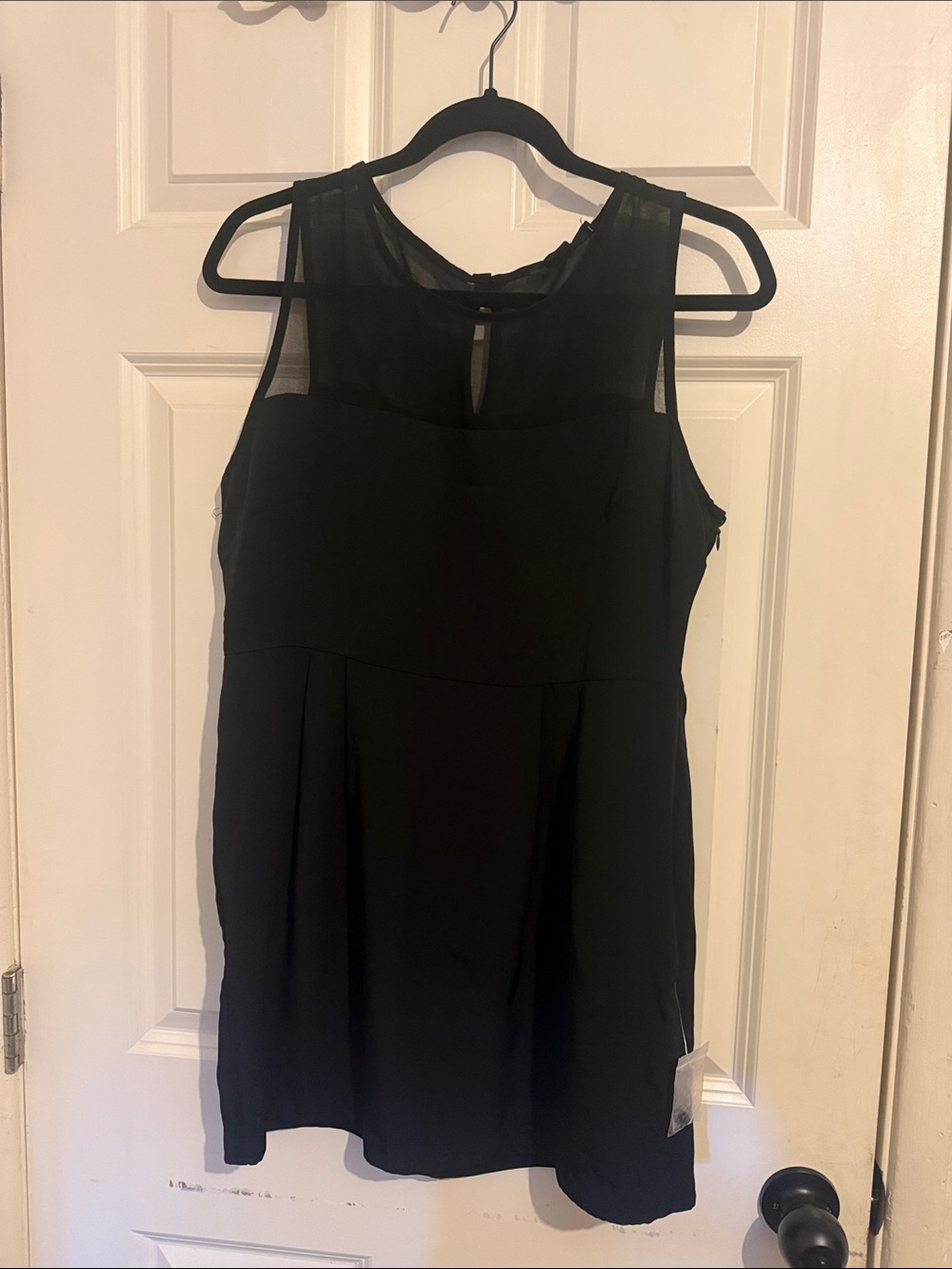 Forever 21 Black Sleeveless Mini Dress with Mesh Yoke